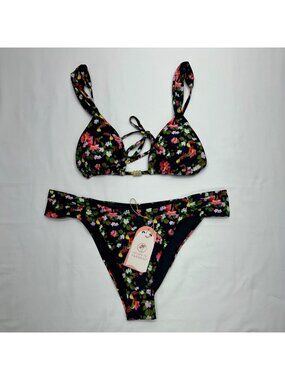 Bikini Swim Suite L NWT Navy Floral By Escape To Paradise Designed In Australia